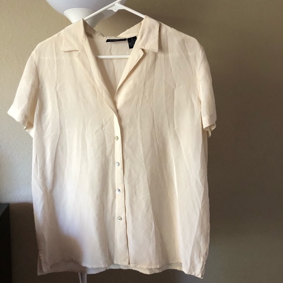 Vintage Tops - Vintage 100% Silk Boxy Button Up Blouse